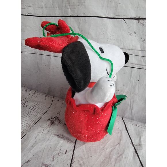 Snoopy Light-up Musical Antlers Christmas in Toy Sack Animated Plush Peanuts - Picture 9 of 9